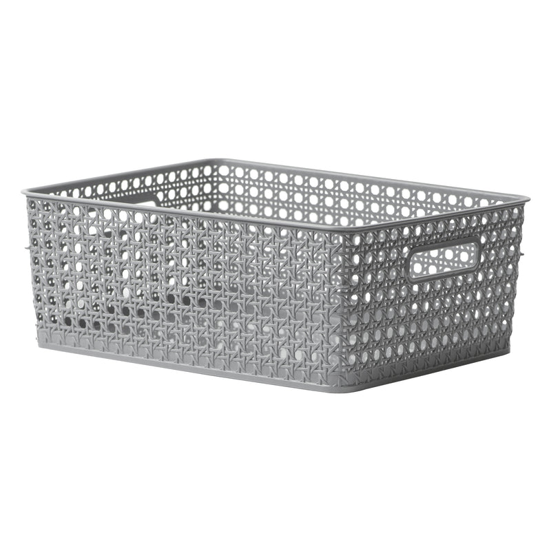 REGENT PLASTIC BOHO RECTANGULAR BASKET LARGE GREY,  (340X135X130MMM)