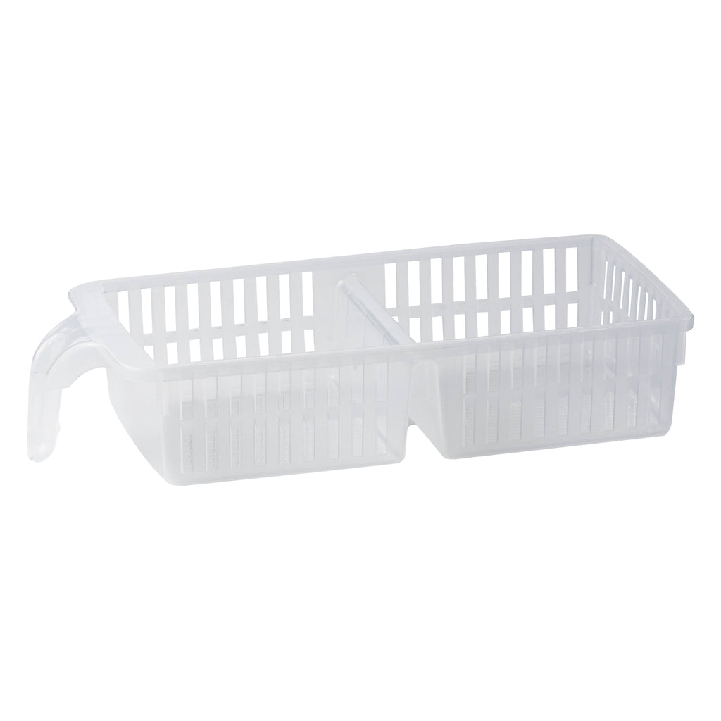 REGENT PLASTIC FRIDGE & PANTRY BASKET WITH VERTICAL DIVIDER CLEAR, (330X145X65MM)