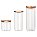 CONSOL ROUND RIBBED CANISTER WITH ACACIA LID, 800ML (165MMX90DIA)