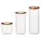 CONSOL ROUND RIBBED CANISTER WITH ACACIA LID, 1.35L (256X90MM DIA)