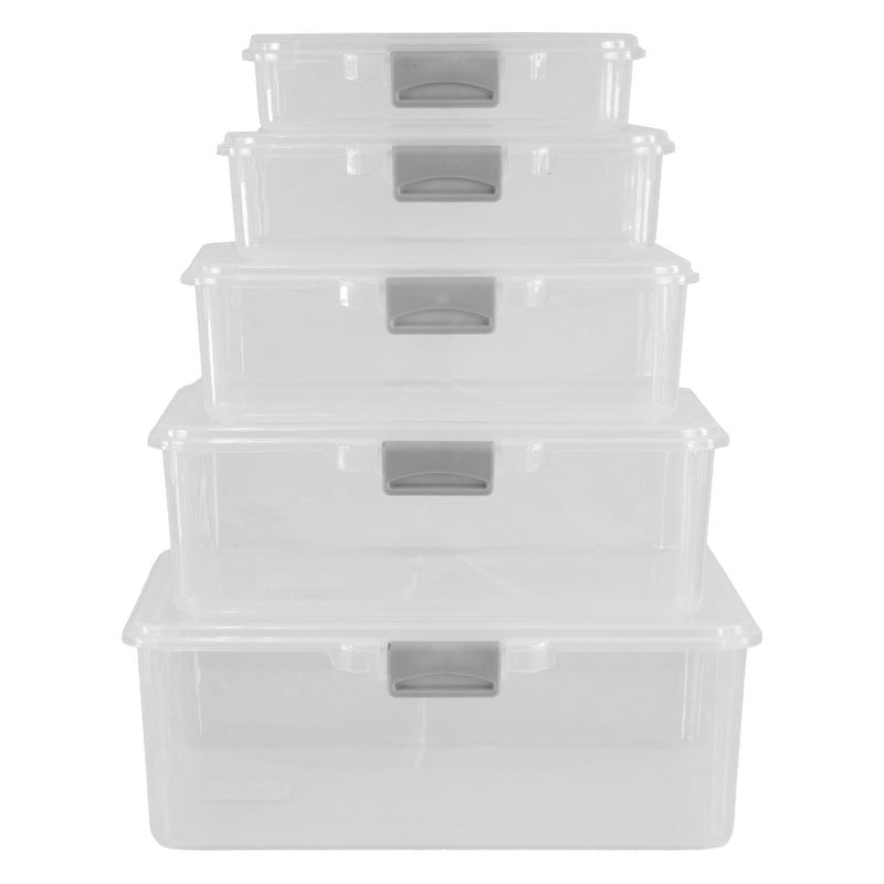 REGENT PLASTIC PINKI STORAGE BOX CLEAR & GREY, 450ML (190X130X45MM)