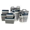 REGENT PLASTIC NEW KNIT BASKET MED, ASST. COLOURS BLUE, GREY AND WHITE (295X235X130M)