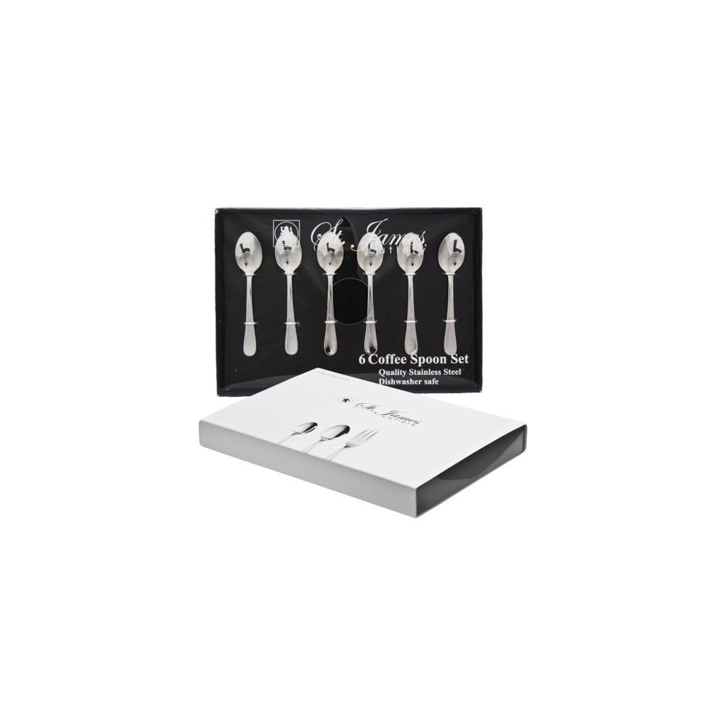 ST. JAMES CUTLERY OXFORD 6 PIECE COFFEE SPOON SET IN GIFT BOX